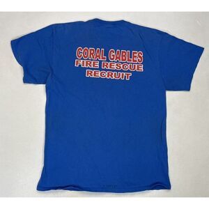 Coral Gables Fire Rescue Department Recruit Graphic T-shirt Men Large Blue